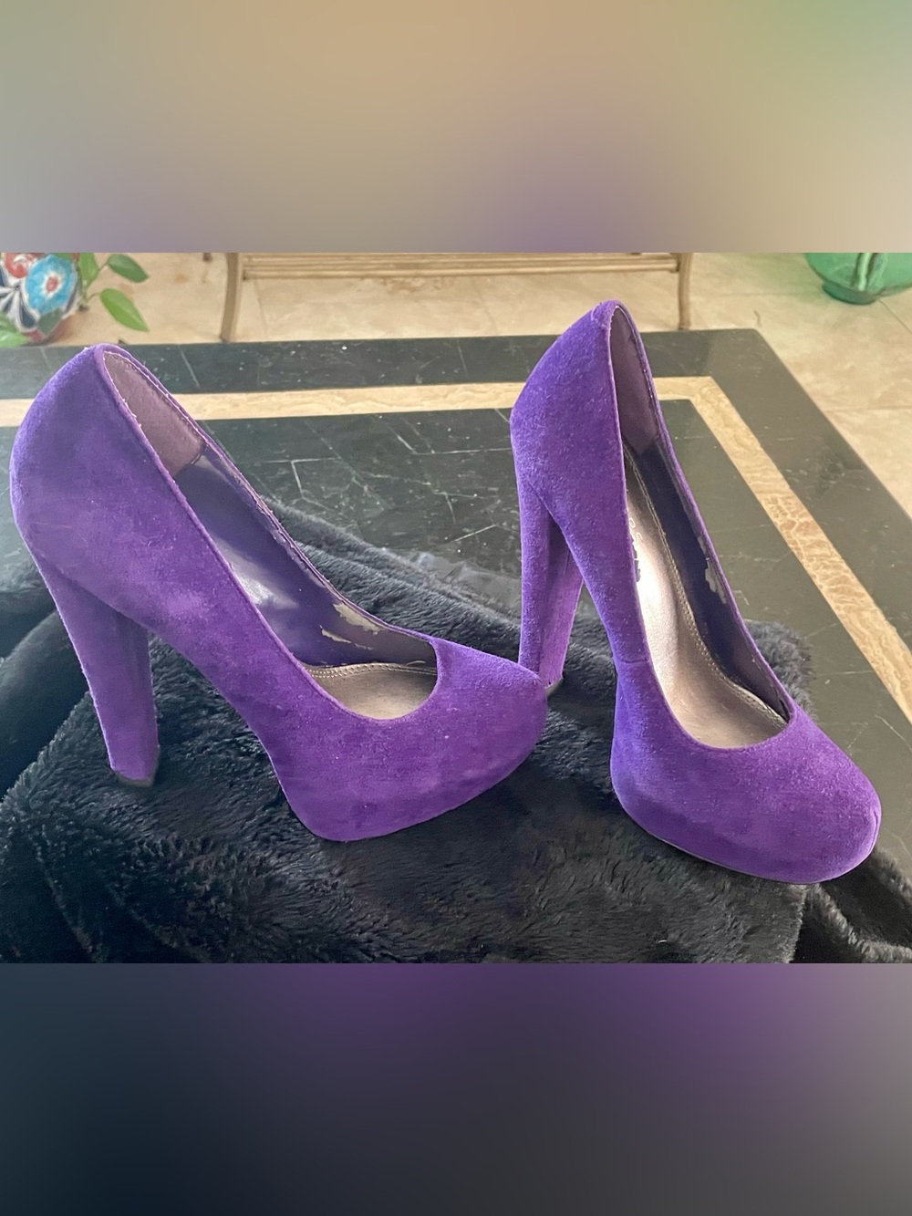 Bakers Purple Suede Platform High Heels